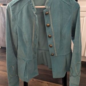 Gorgeous Vintage Lightweight Velvet Blue Jacket Denim & Co Size 6-8